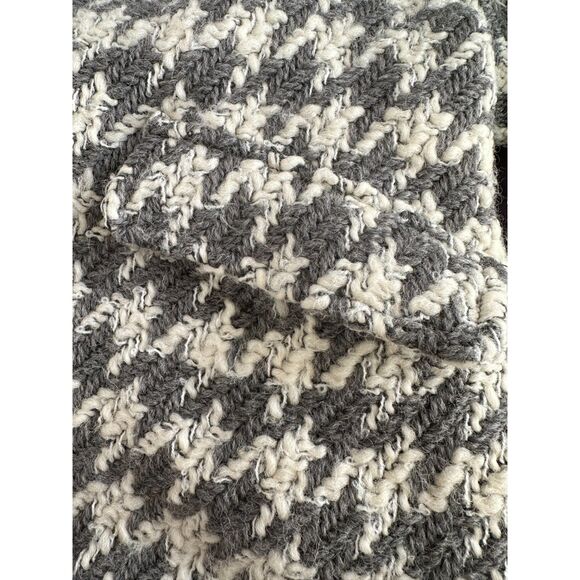 Anthropologie Cropped Houndstooth Hooded Jacket Wool Blend Grey Coat size M - Picture 9 of 10